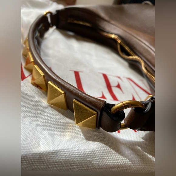 Valentino • NWT Valentino Garavani Roman Stud Sign Leather Shoulder Bag in Brown - Picture 11 of 11